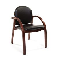 Кресло посетителя Chairman 659 темный орех/экокожа PU3816-12 черный глянцевый