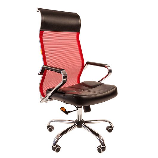 Кресло руководителя Chairman 700 сетка/экопремиум красный/черный