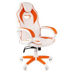 Кресло геймерское Chairman GAME 16 экопремиум белый/оранжевый